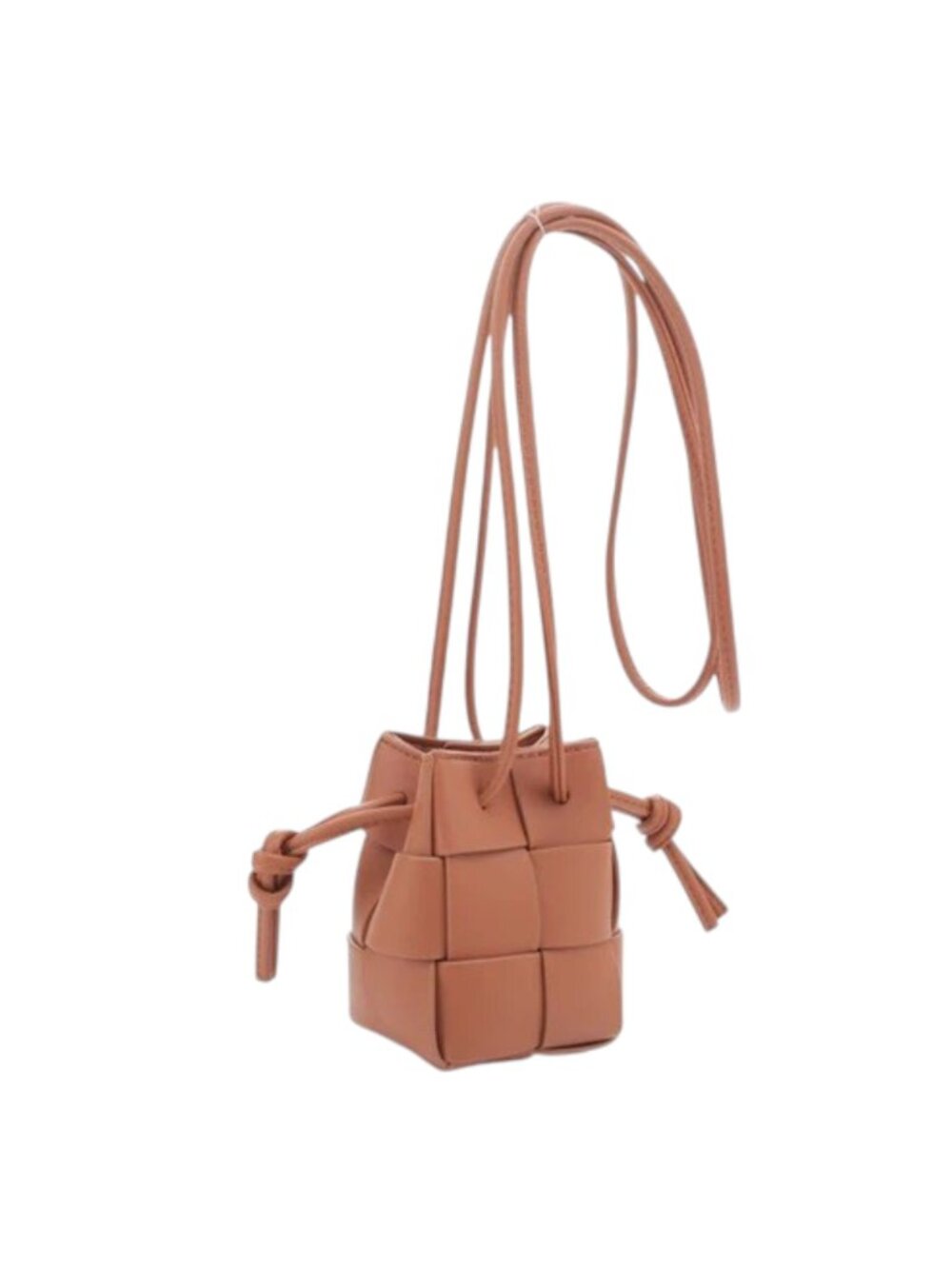 Isabelle Nyla Mini Woven Bucket Crossbody Bag Brown Vegan Leather โ NWT
